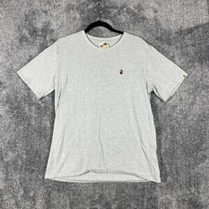 A Bathing Ape Shirt Mens XL Gray Small Ape Head Logo Crew Neck Made In Japan